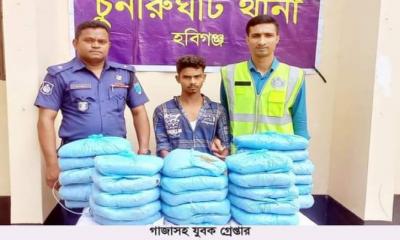 চুনারুঘাটে ২৬  কেজি ভারতীয় গাঁজা সহ গ্রেপ্তার ১