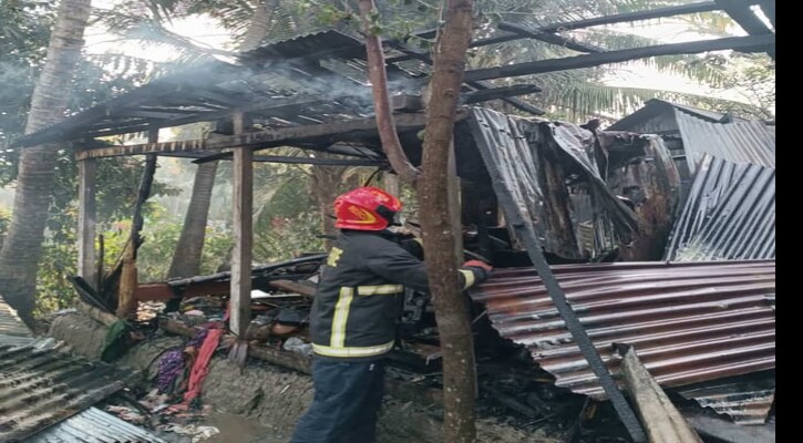 মতলবে ভয়াবহ অগ্নিকাণ্ডে তিনটি ঘর পুড়ে ছাই