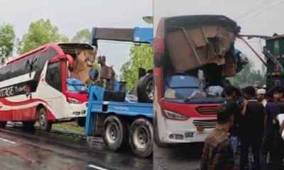 দিনাজপুরে দাঁড়িয়ে থাকা ট্রাকে বাসের ধাক্কা, নিহত ২