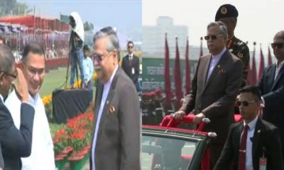 কুচকাওয়াজে যোগ দিলেন রাষ্ট্রপতি ও প্রধানমন্ত্রী