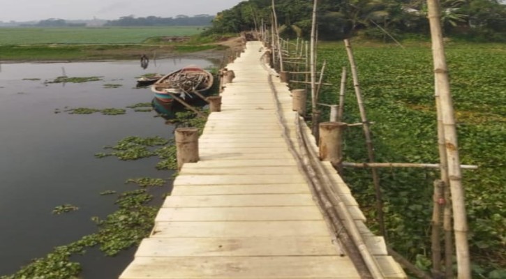 মতলবে এলাকাবাসীর উদ্যোগে ৫১০ ফুট কাঠের সেতু নির্মাণ