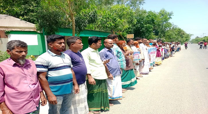 সিরাজগঞ্জে মাদক বন্ধের দাবীতে আমিন-রেহানা দম্পতির বিরুদ্ধে এলাকাবাসীর মানববন্ধন